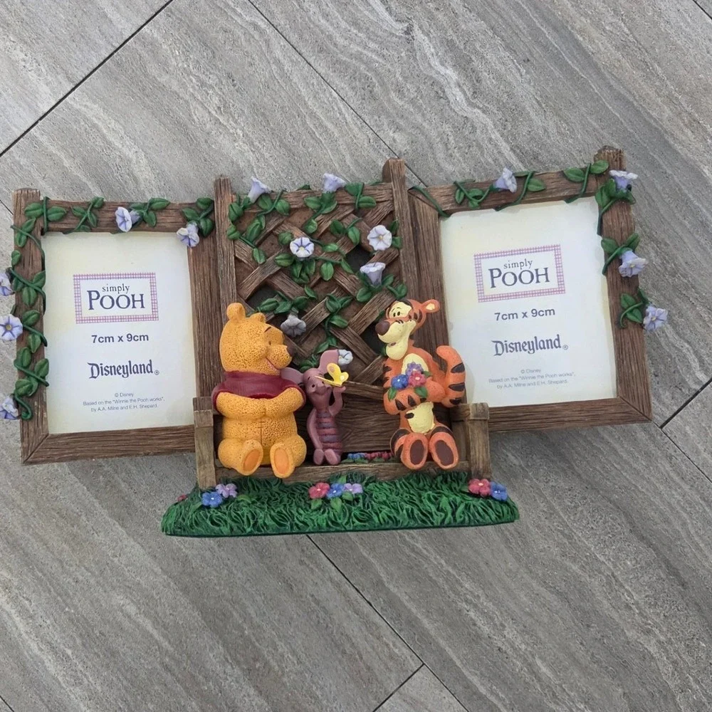 Vintage Disneyland Simply Pooh Winnie the Pooh Tigger Piglet Double Photo Frame